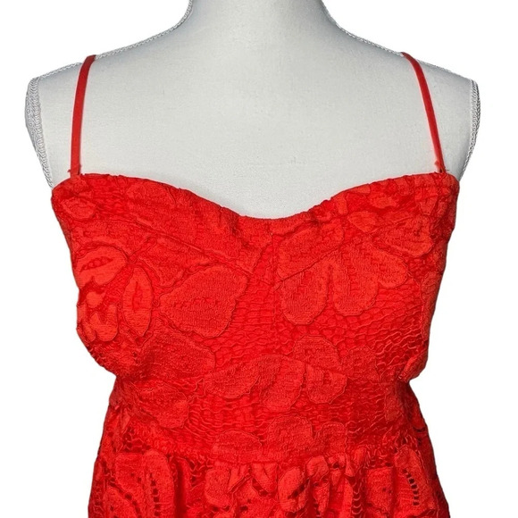Maeve Red Lace Tiered Mini Dress with Convertible Straps Size X-Large - Picture 4 of 15